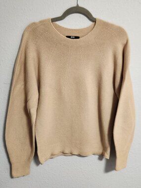 Uniqlo | Tan 3d Printed Cotton Knit Sweater XS